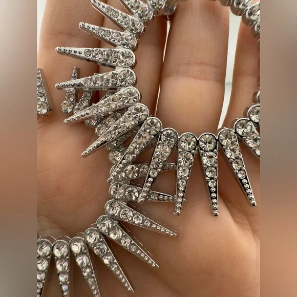 New! Luxury Silver Spiked Hoop Earrings - 40 mm Sparkle Circle